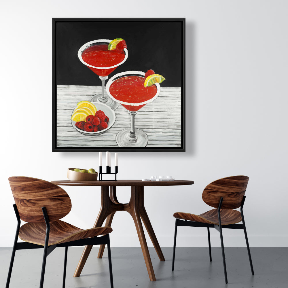 Deux toiles Cosmopolitan | Décoration d'intérieur encadrée grise Gastronomie