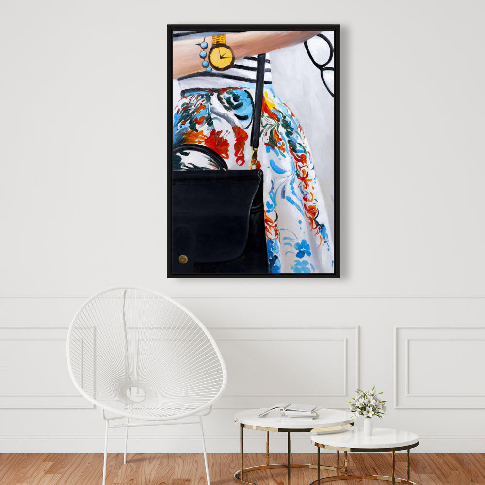 Fashionable Woman with Glasses Framed Canvas | Bedroom Decor