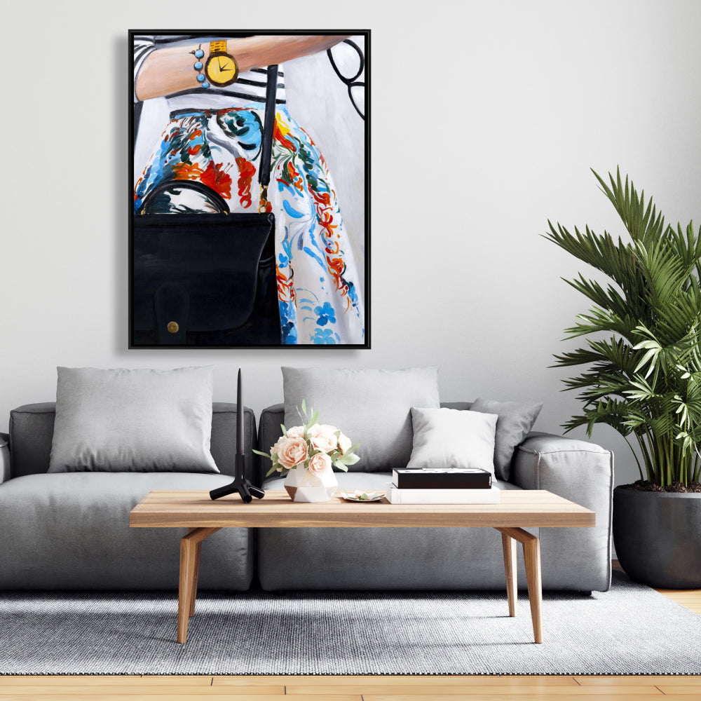 Fashionable Woman with Glasses Framed Canvas | Bedroom Decor