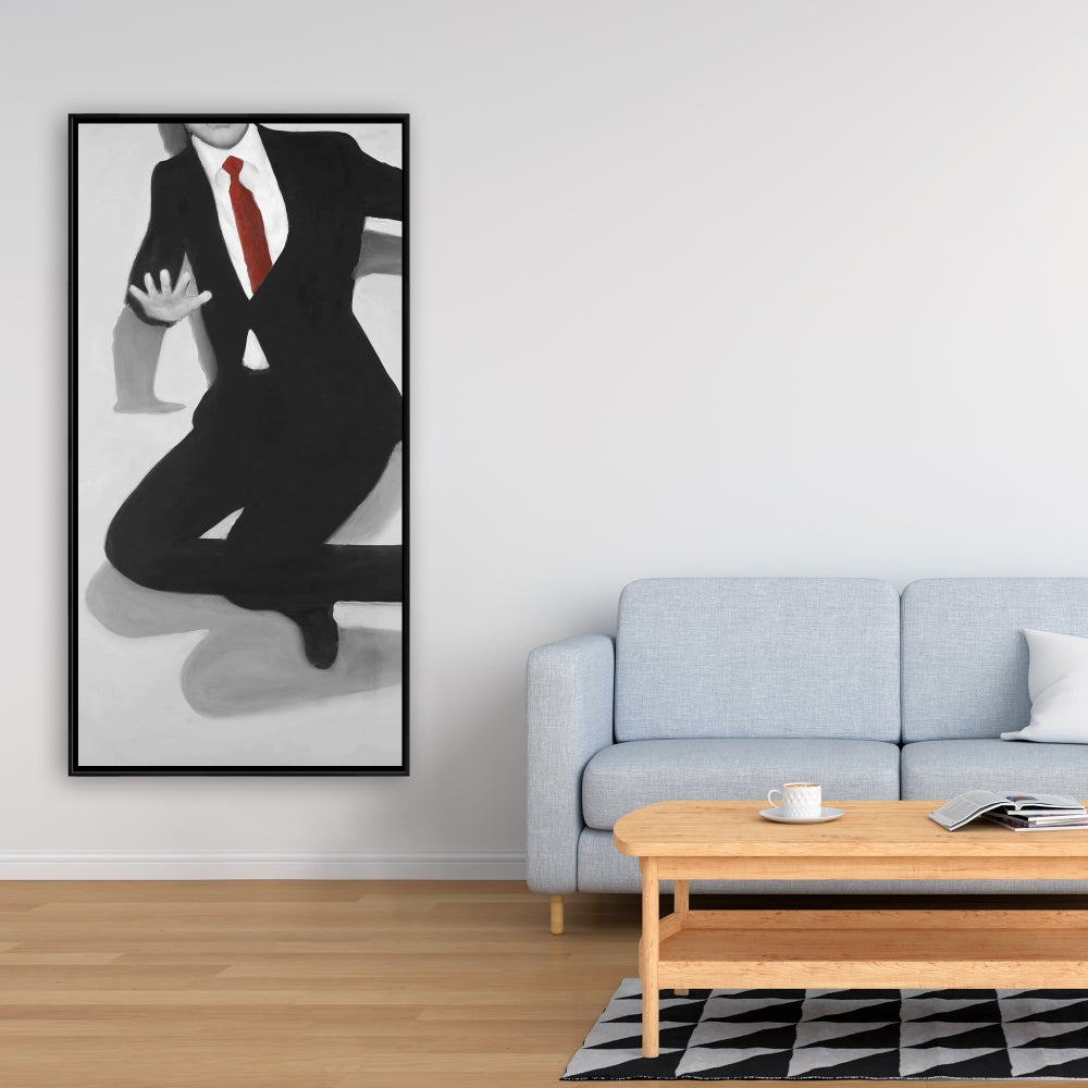 Toile blanche classique représentant un homme sautant | Décoration d'intérieur