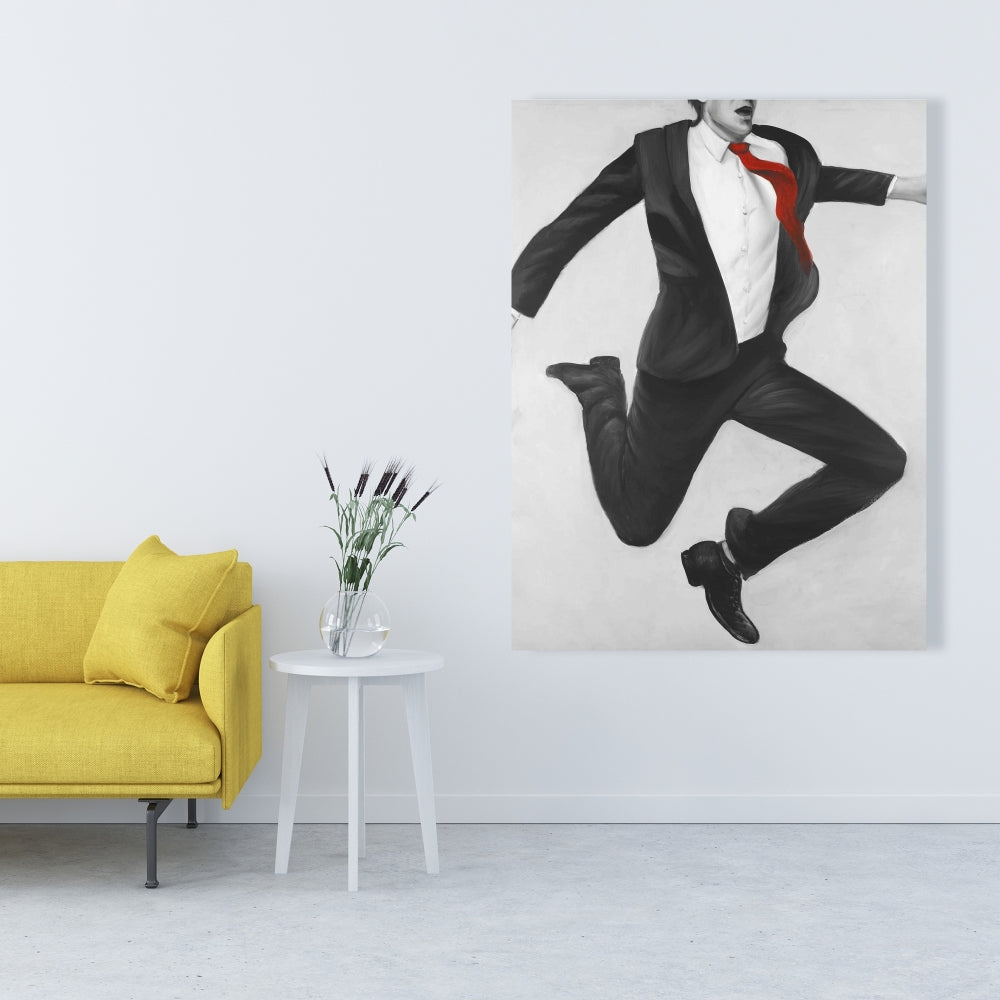 Toile blanche tendance pour chambre à coucher – Décoration murale homme classique et heureux