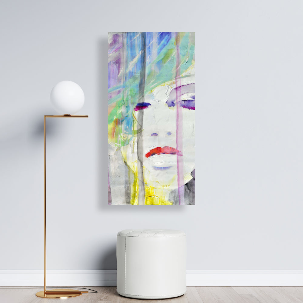 Beauty Figurative Gray Canvas - Abstract Colorful Portrait Decor