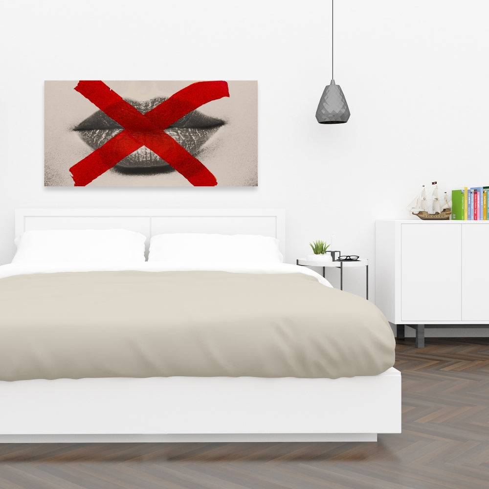 Grayscale Lips Canvas - Red X Art | Modern Bedroom Decor