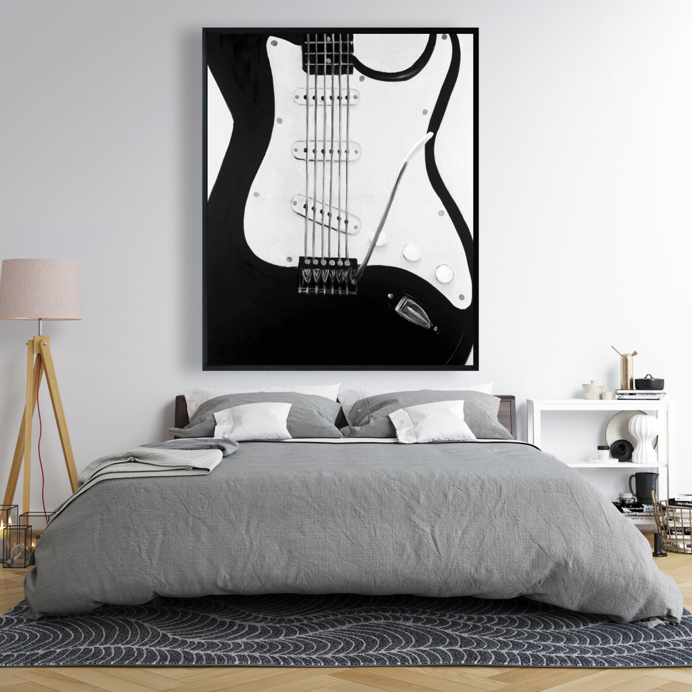 Black Electric Guitar Canvas | Illustrative Hobbies Home Decor