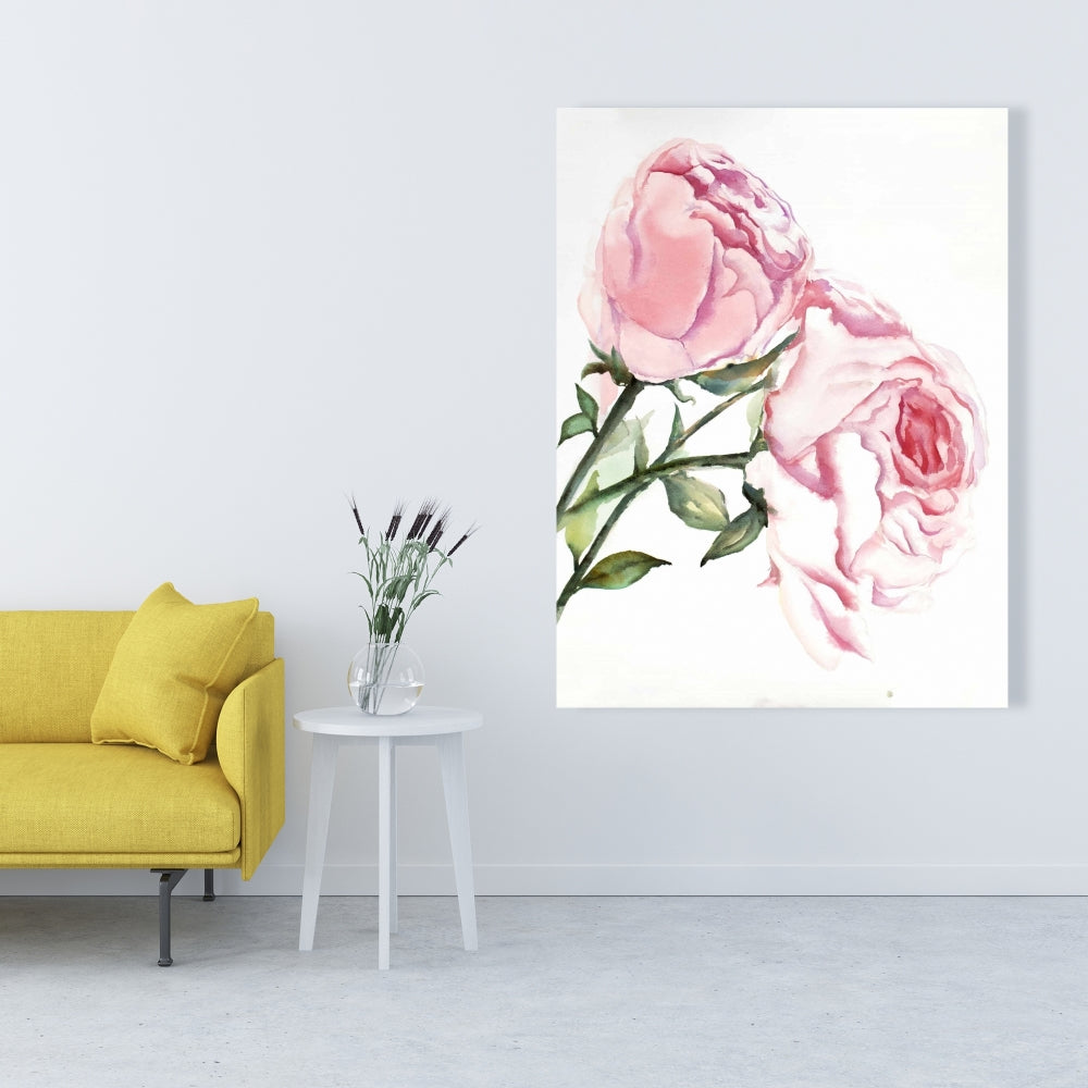 Toile florale romantique rose | Décoration d'intérieur avec roses aquarelles