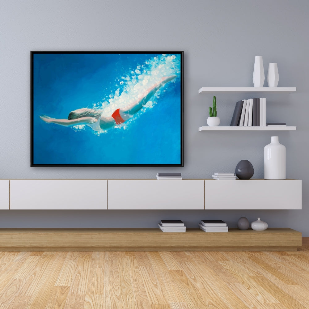 Diving Jump Modern Canvas | Sea Bedroom Decor Framed Art