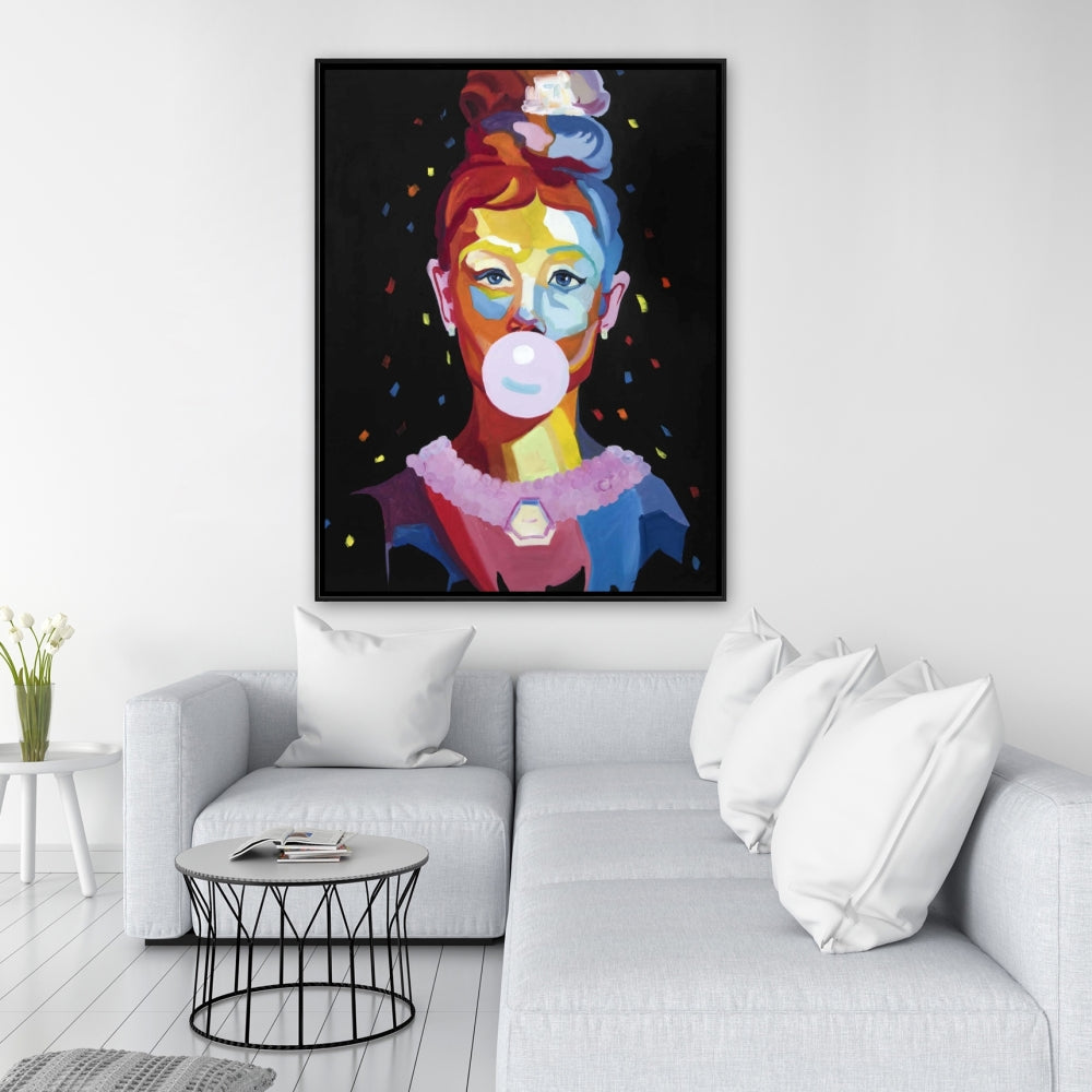 Colorful Audrey Hepburn Bubblegum Canvas - Bedroom Wall Art