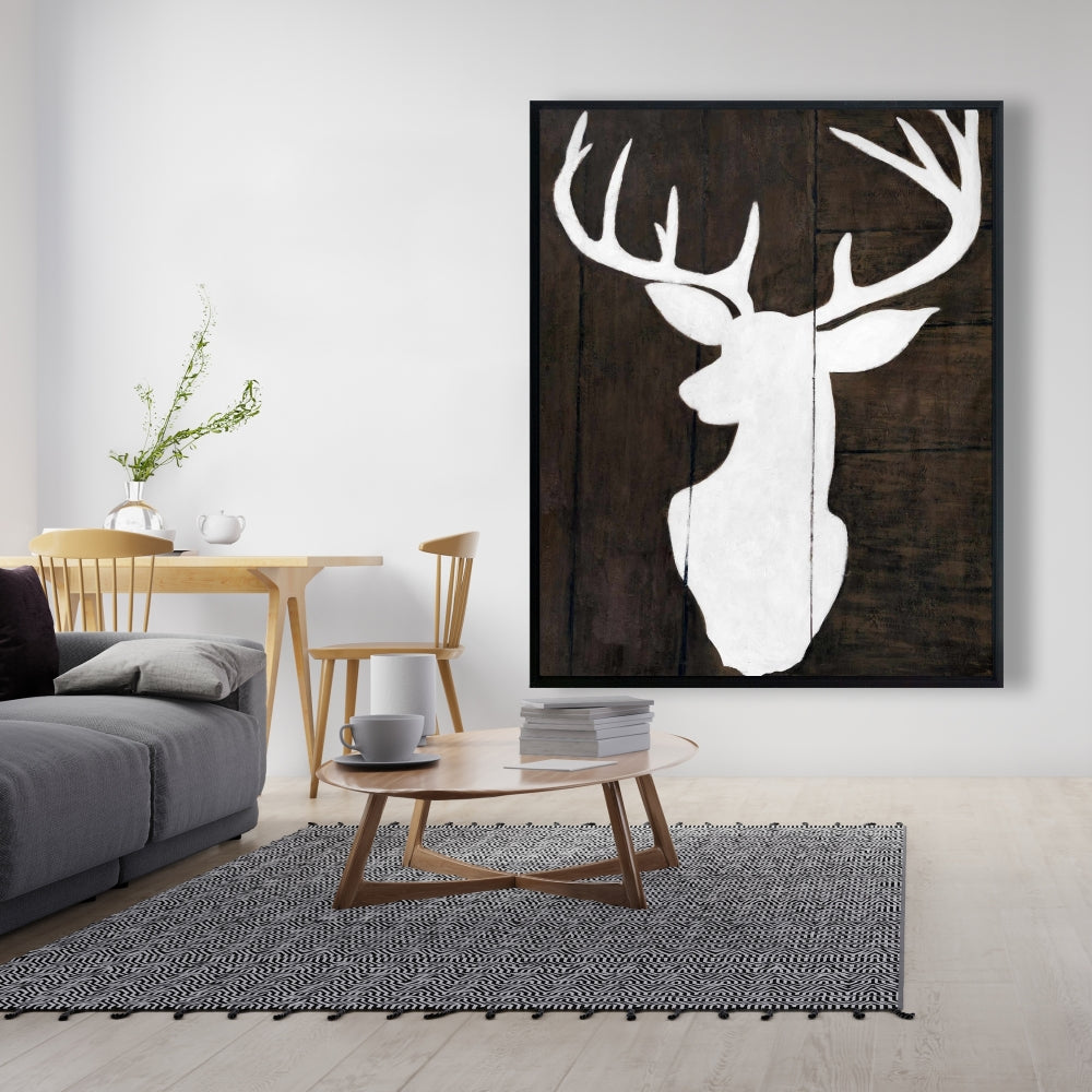 Silhouette of a Deer | Rustic Bedroom Canvas Wall Art Decor