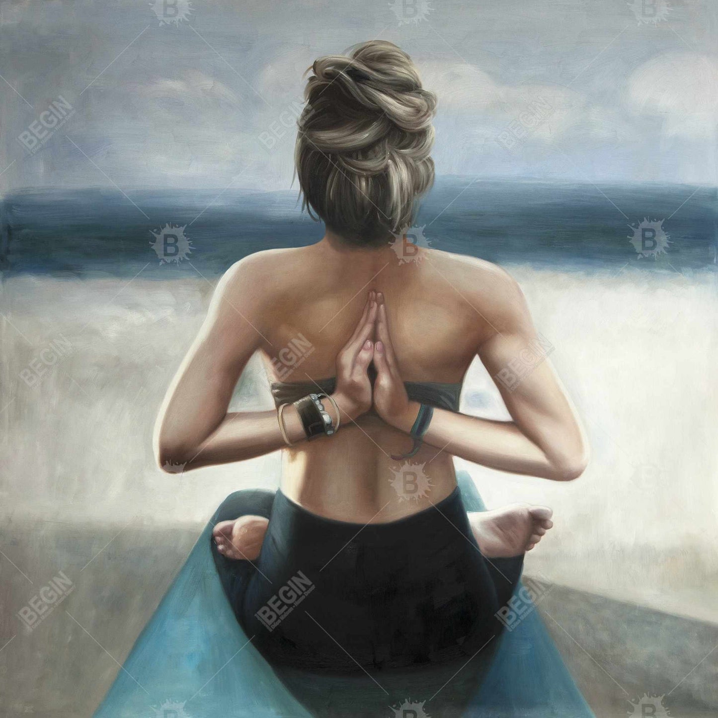 Reverse Prayer Pose Canvas | Spiritual Bedroom Wall Art Decor