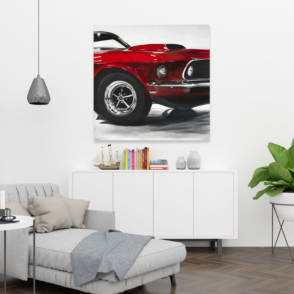 Vintage Red Car Canvas | Classic Home Decor Art Piece