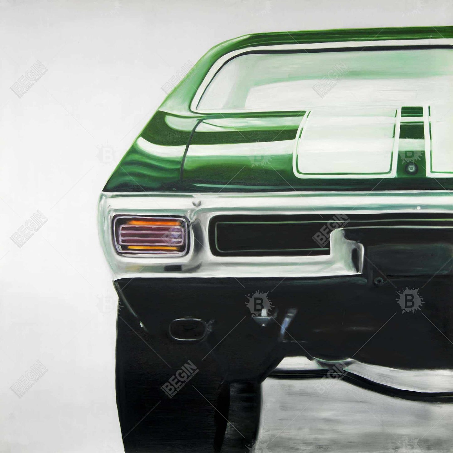 Classic Dark Green Car Canvas | Man Cave Home Decor