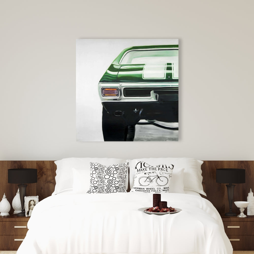 Classic Dark Green Car Canvas | Man Cave Home Decor
