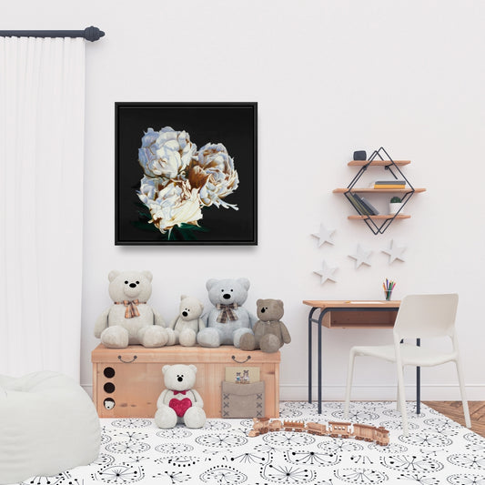 Toile encadrée Pivoines en fleurs | Décoration florale pour chambre à coucher