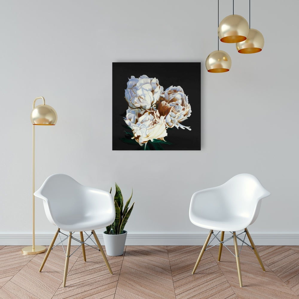 Romantic Blooming Peonies Canvas | Floral Bedroom Decor Art