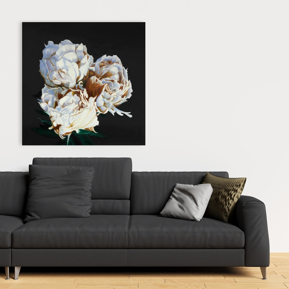 Romantic Blooming Peonies Canvas | Floral Bedroom Decor Art