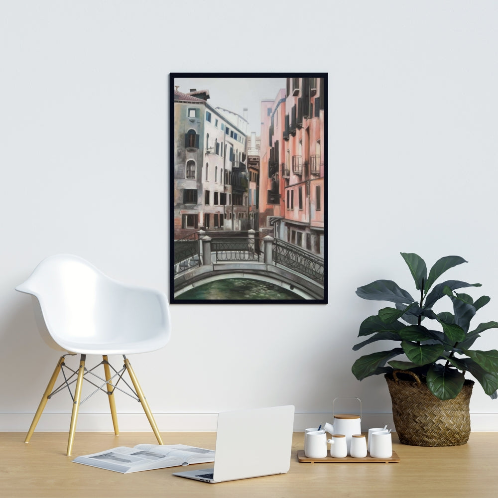 Toile encadrée représentant l'architecture bohème de Venise