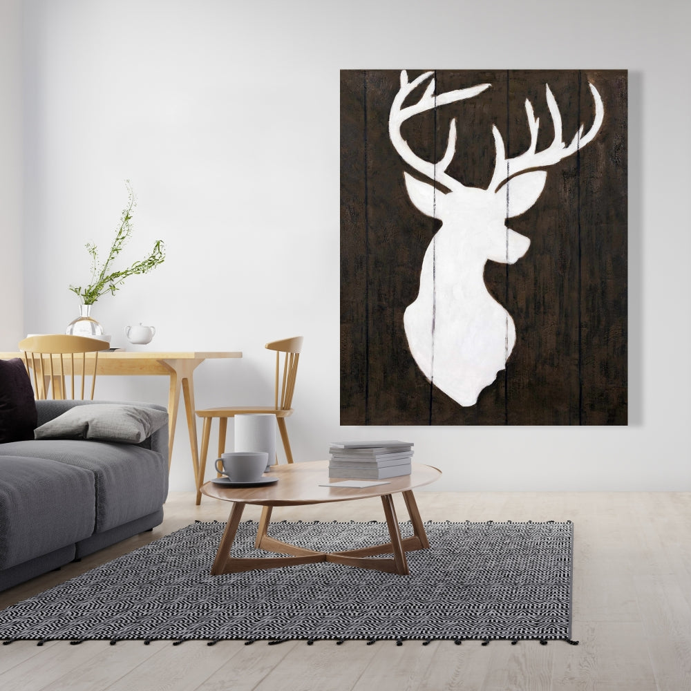 Toile Silhouette de cerf blanc | Décoration murale