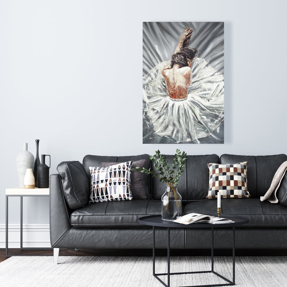 Ballerina Figurative Gray Canvas - Elegant Home Decor Art