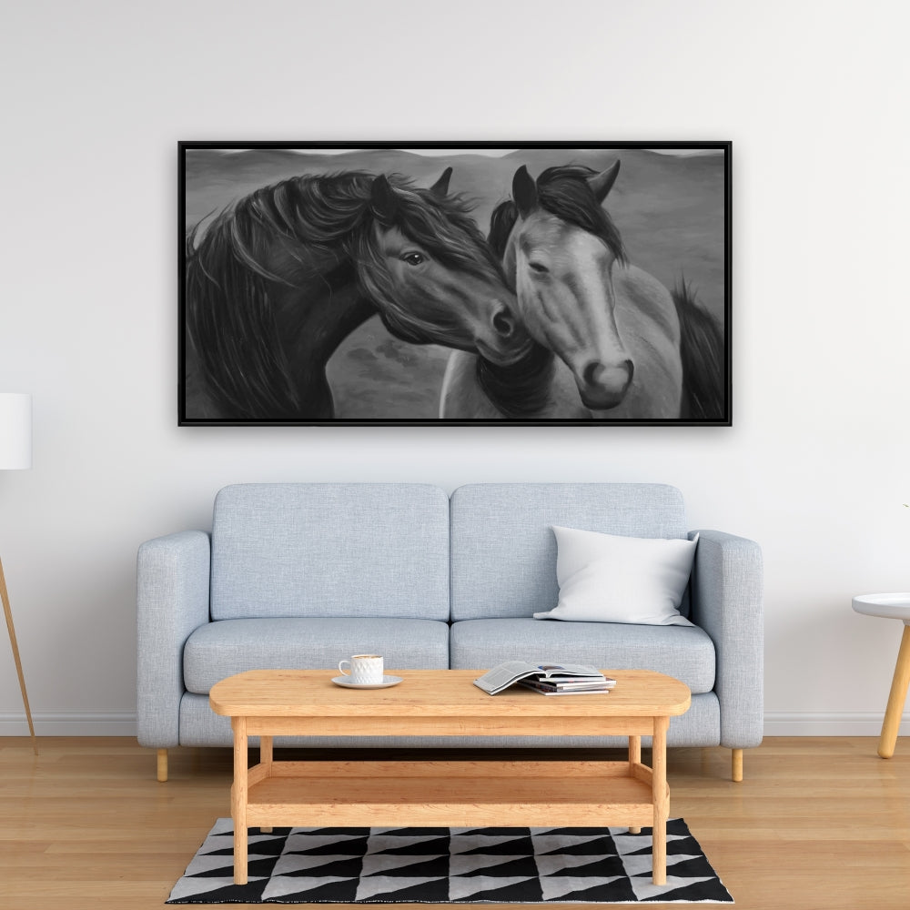 Tenderness Monochrome Farm Animals Framed Canvas | Home Decor