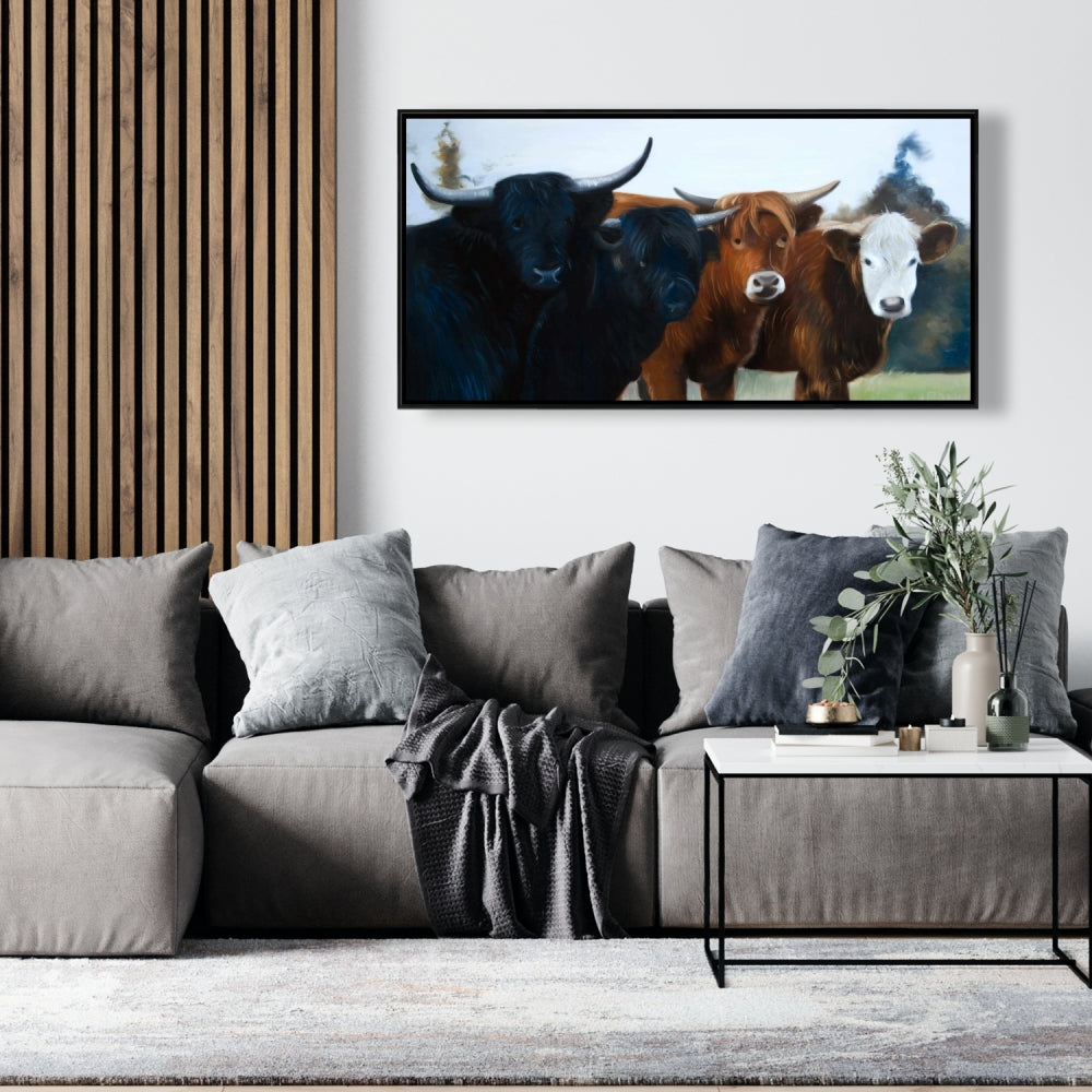 Highland Cows Canvas | Western Farm Animal Bedroom Decor