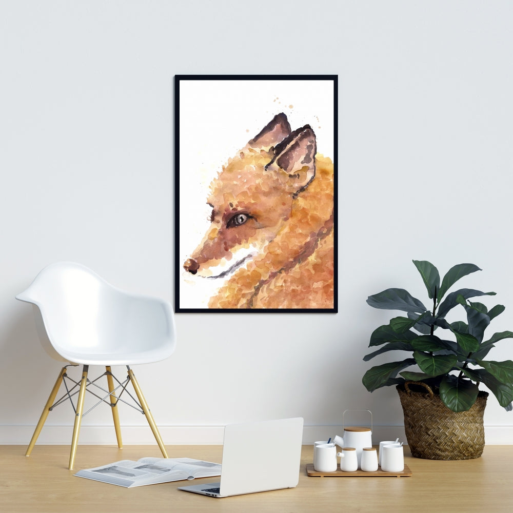 Toile de renard scandinave - Décoration d'intérieur encadrée pour chambre à coucher