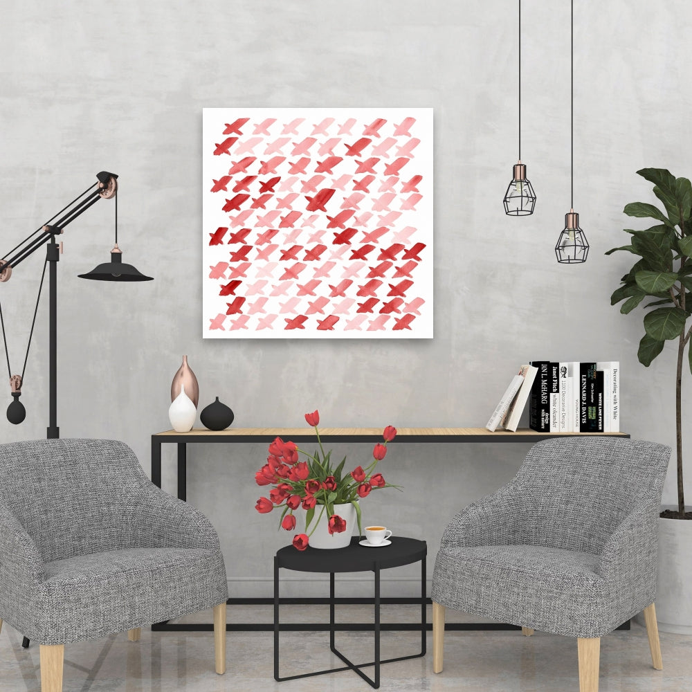 Shapes Abstract Canvas - X Red Pattern Home Decor Wall Art