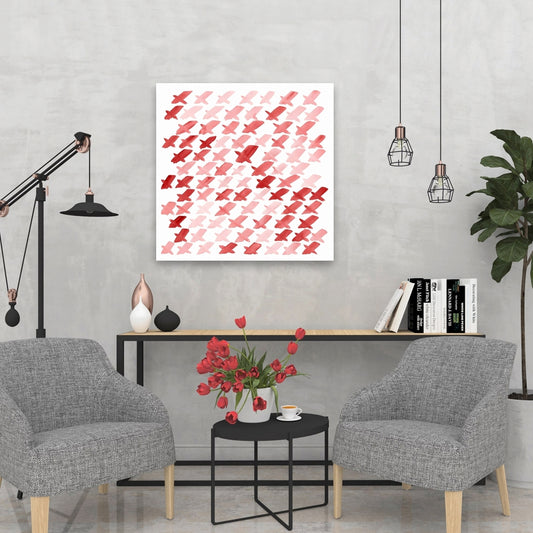Toile abstraite à motifs X rouges - Décoration murale pour la maison