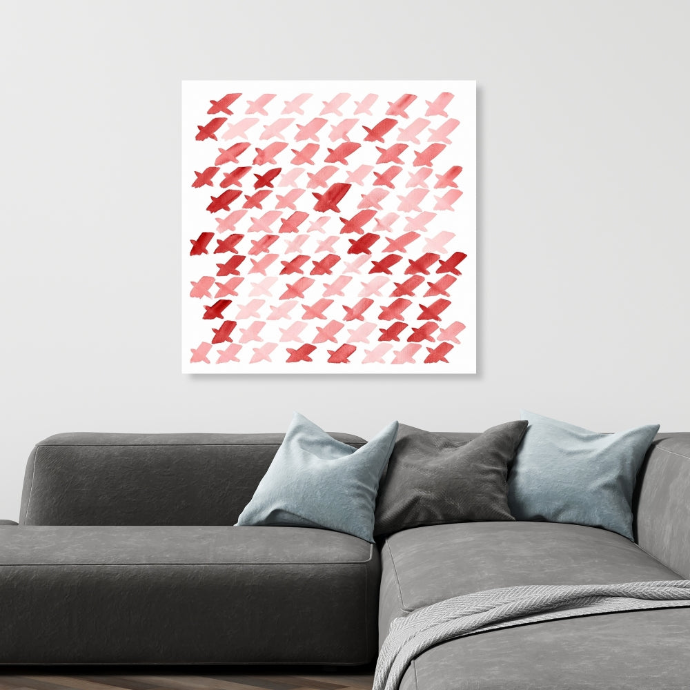 Shapes Abstract Canvas - X Red Pattern Home Decor Wall Art