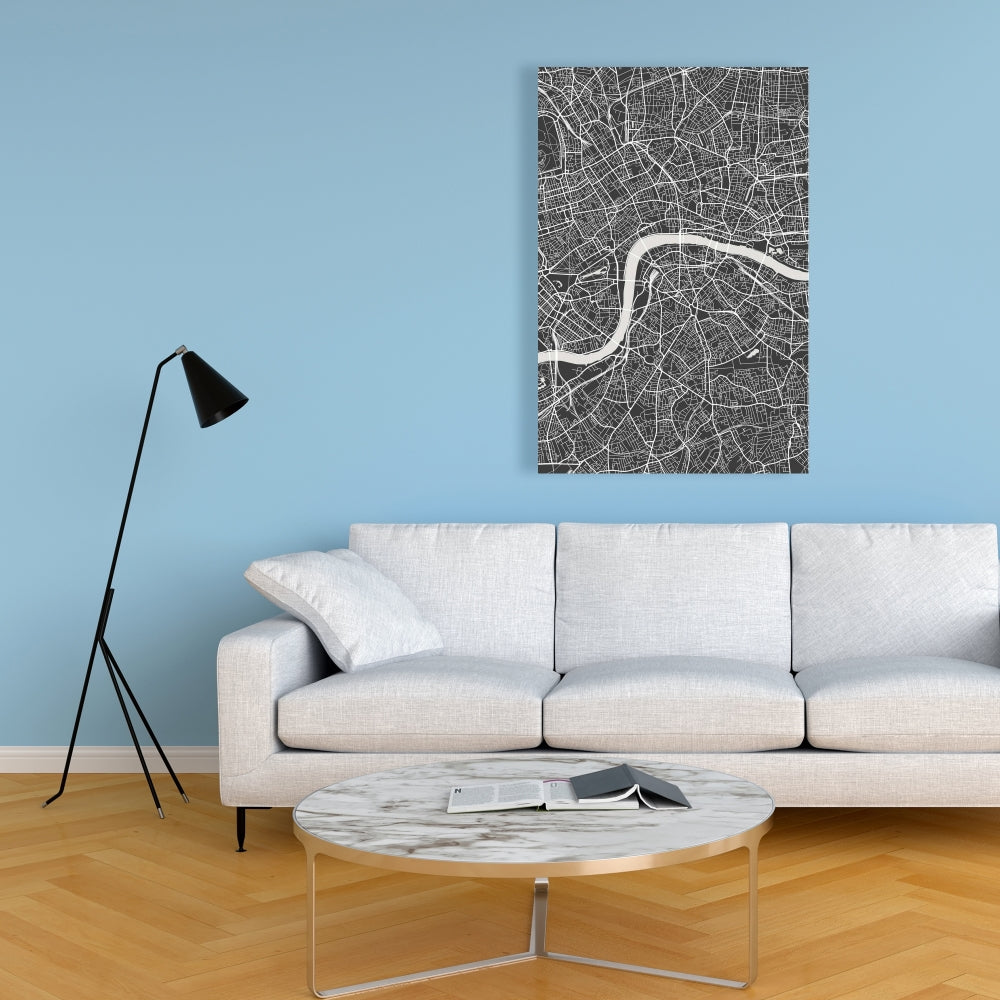 London City Plan Blueprints | Industrial Canvas Home Decor
