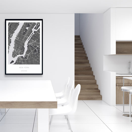 New York Graphic Map | Industrial Shapes Framed Canvas Decor
