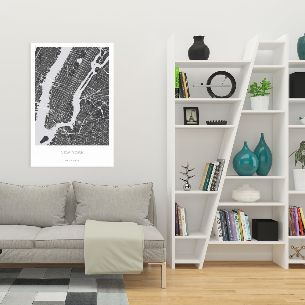 Toile industrielle grise à formes - Décoration graphique de New York