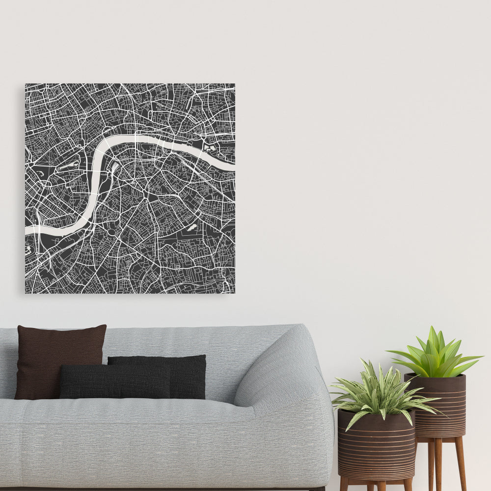 London City Plan Blueprints | Industrial Canvas Home Decor