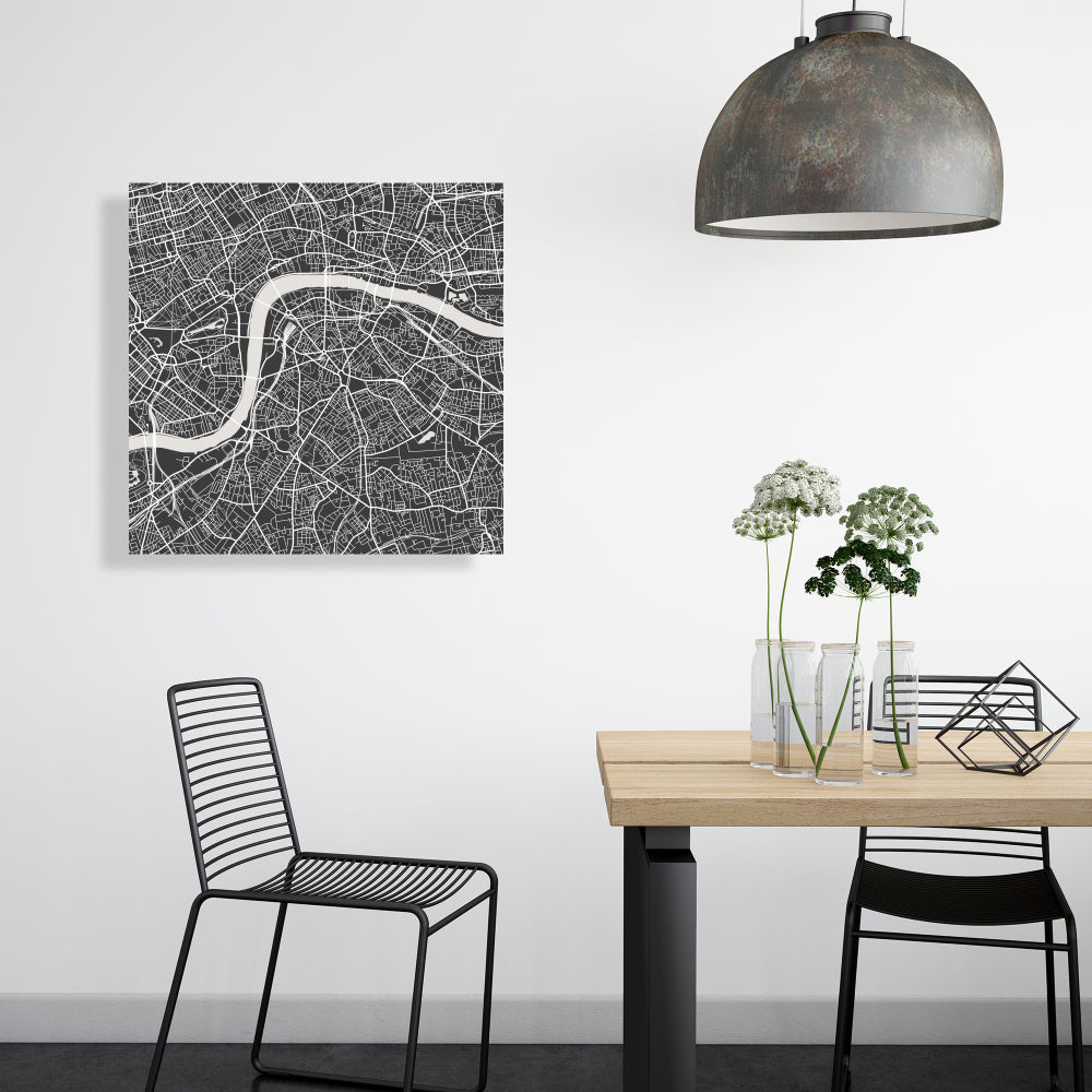 London City Plan Blueprints | Industrial Canvas Home Decor