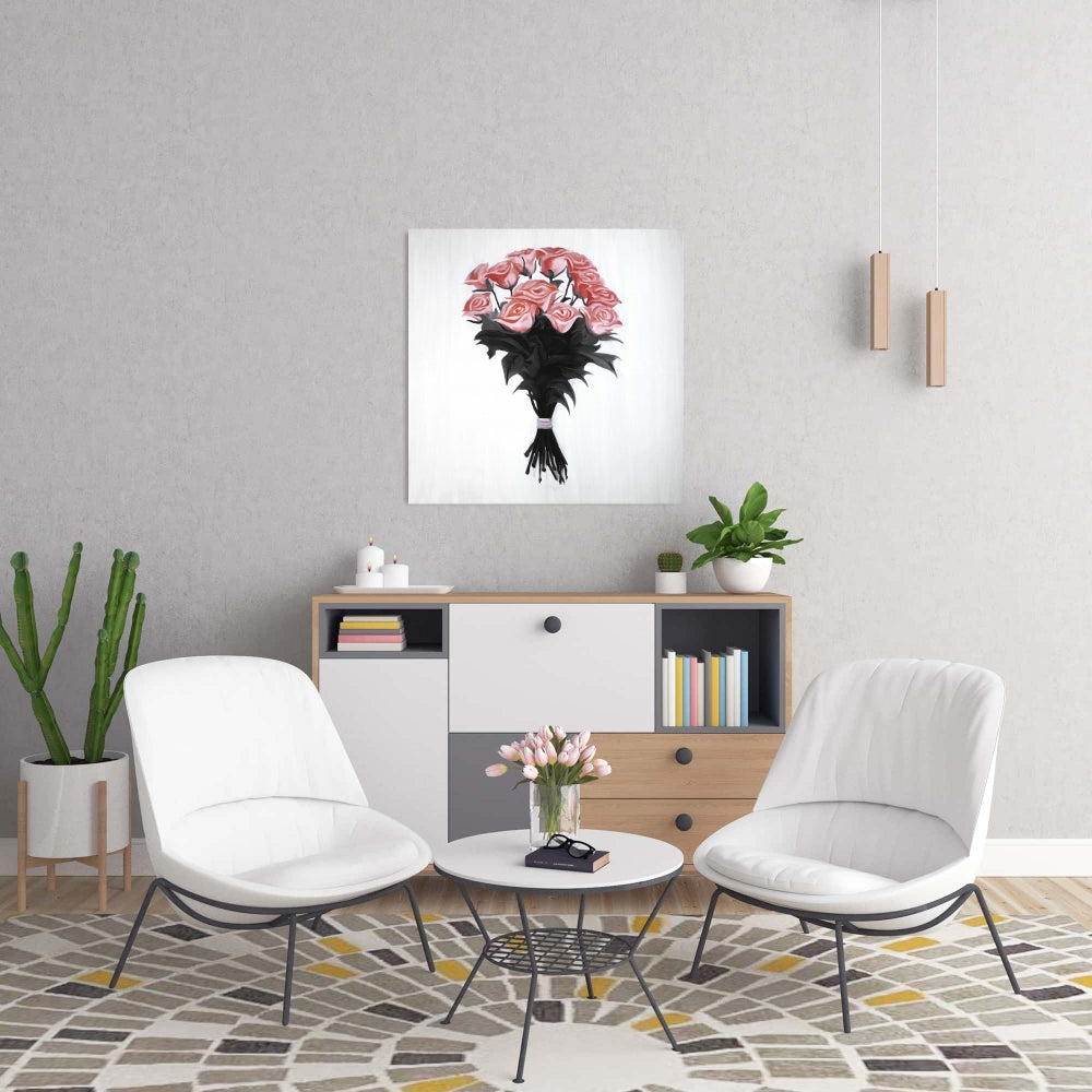Romantic Coral Roses Canvas | Floral Botanical Home Decor
