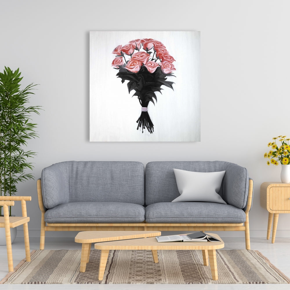 Romantic Coral Roses Canvas | Floral Botanical Home Decor
