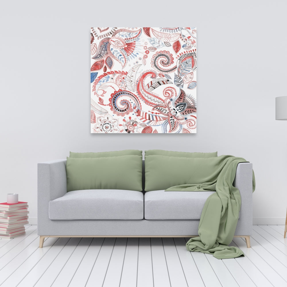 Blue Paisley Pattern Canvas | Bedroom Wall Art Home Decor
