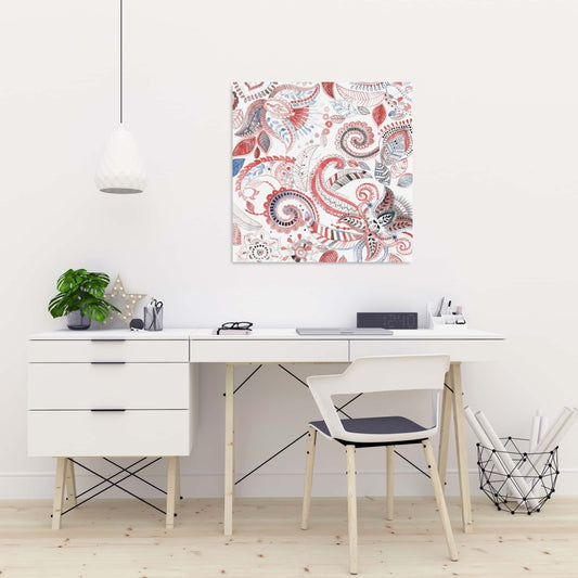 Blue Paisley Pattern Canvas | Bedroom Wall Art Home Decor