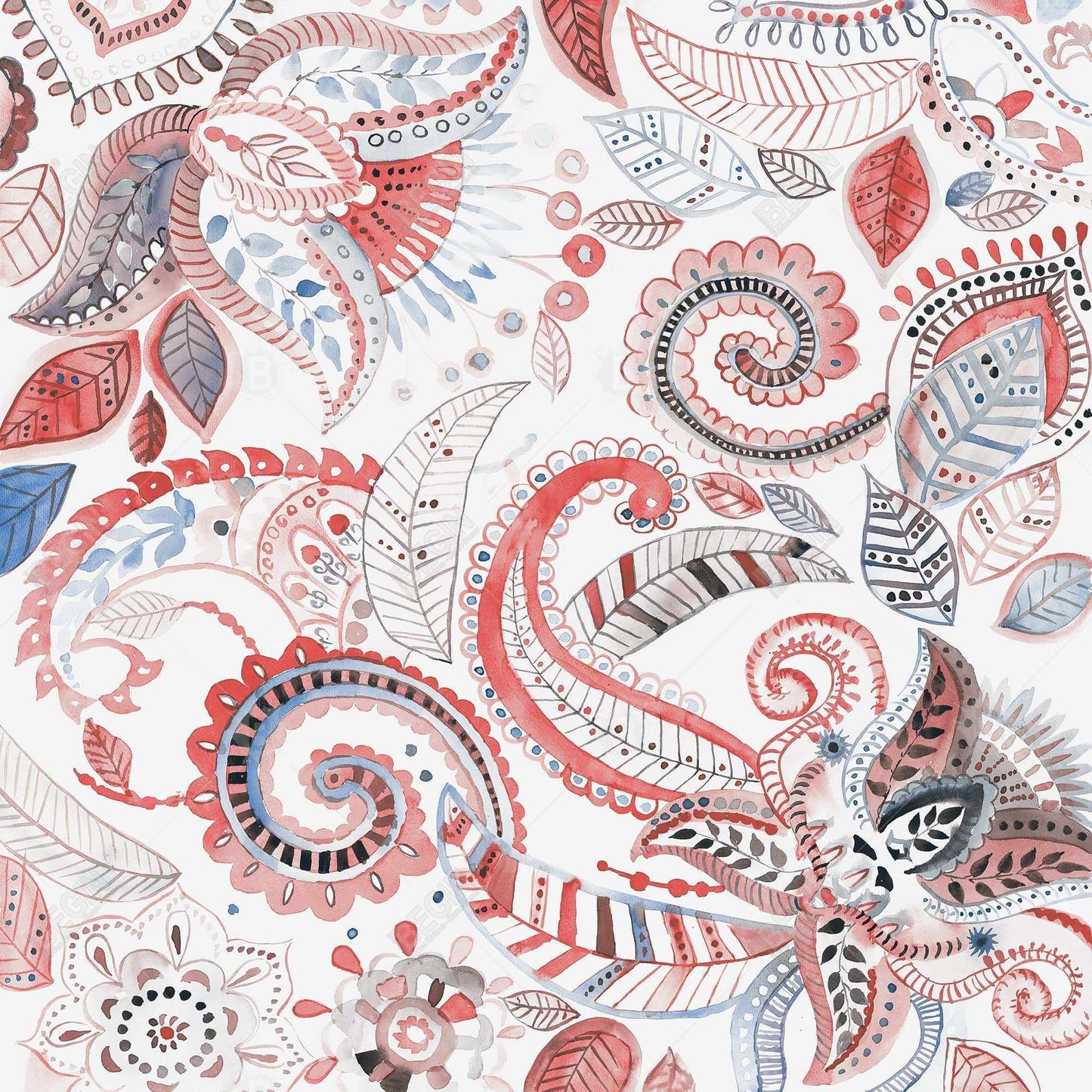 Blue Paisley Pattern Canvas | Bedroom Wall Art Home Decor