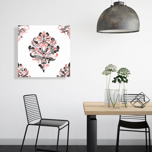 Coral Baroque Ornament Canvas | Home Decor Coral Patterns