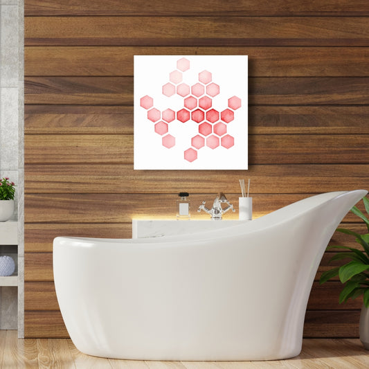 Toile abstraite rouge Alvéoles | Décoration murale pour salon