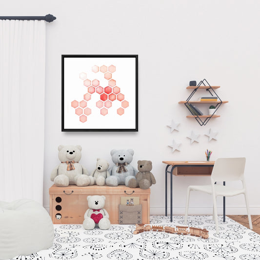 Red Framed Canvas - Multiple Alveoles | Shapes Livingroom Decor