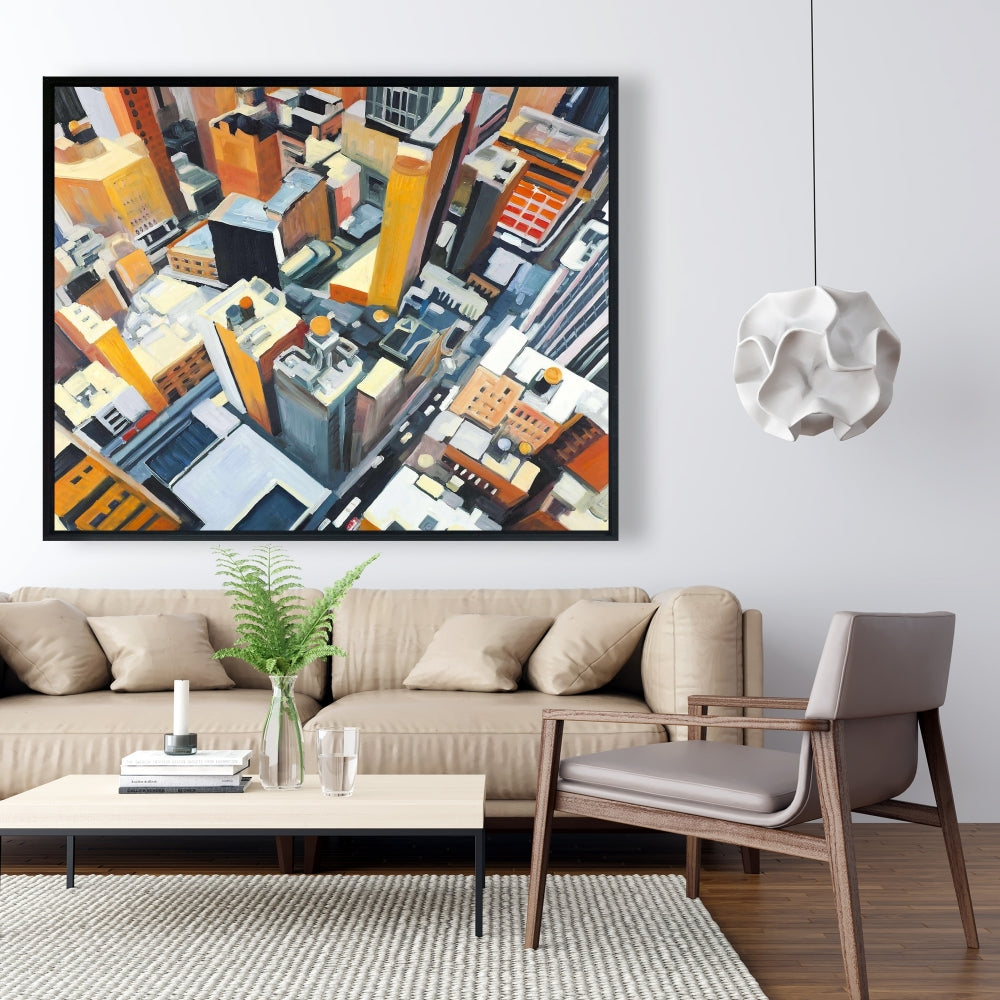 Toile « Vue aérienne des immeubles de New York » | Décoration d'intérieur industrielle