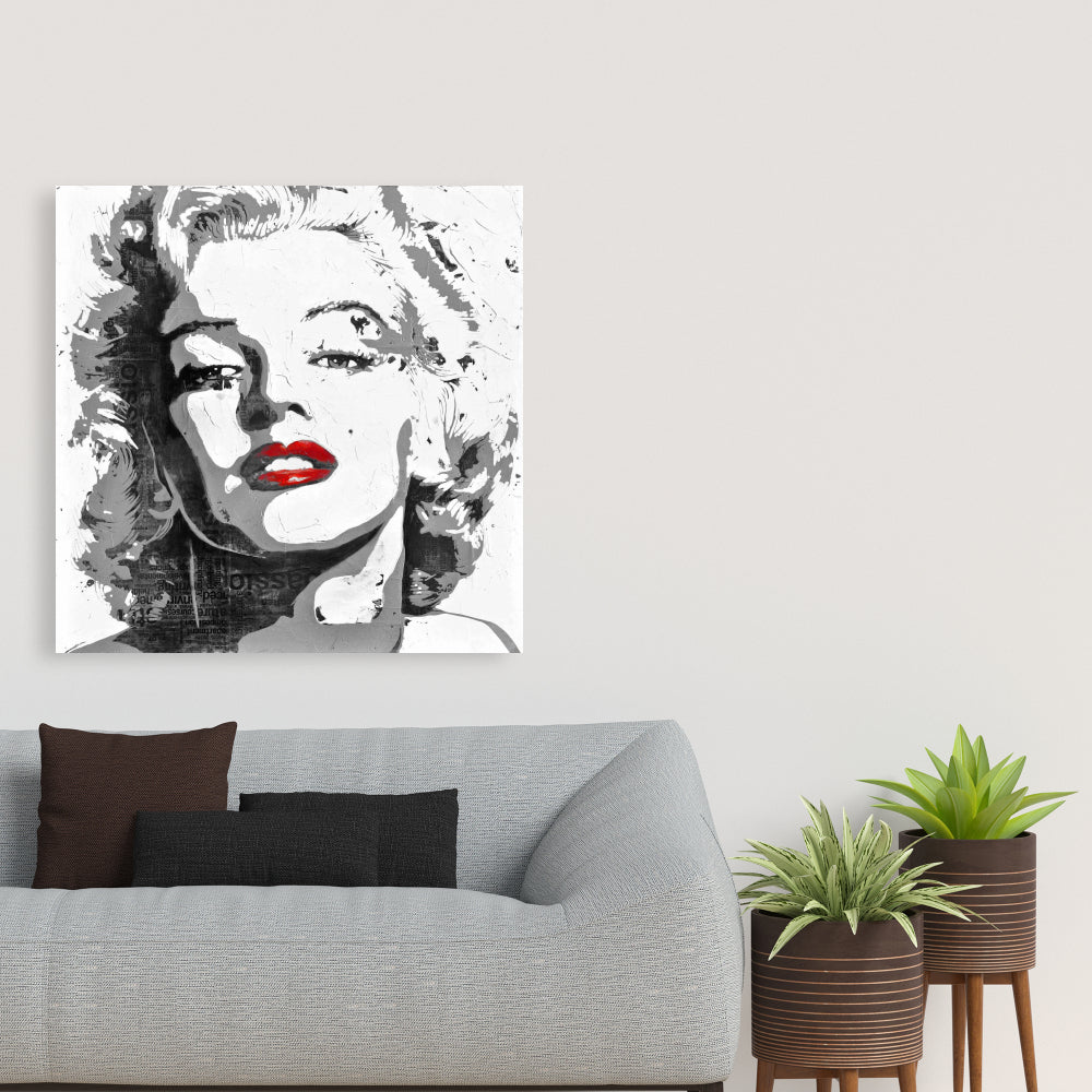 Marilyn Monroe Woman Figurative Gray Canvas | Home Decor