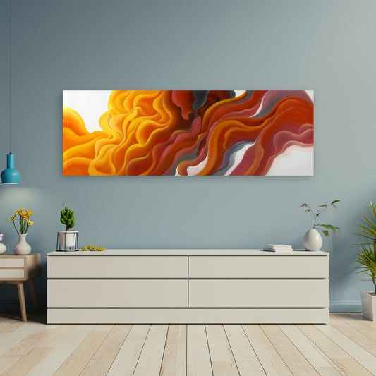 Colorful Smoke Orange Canvas - Modern Living Room Decor