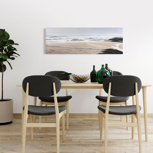 Nuageux à la plage | Décoration d'intérieur en toile beige marine