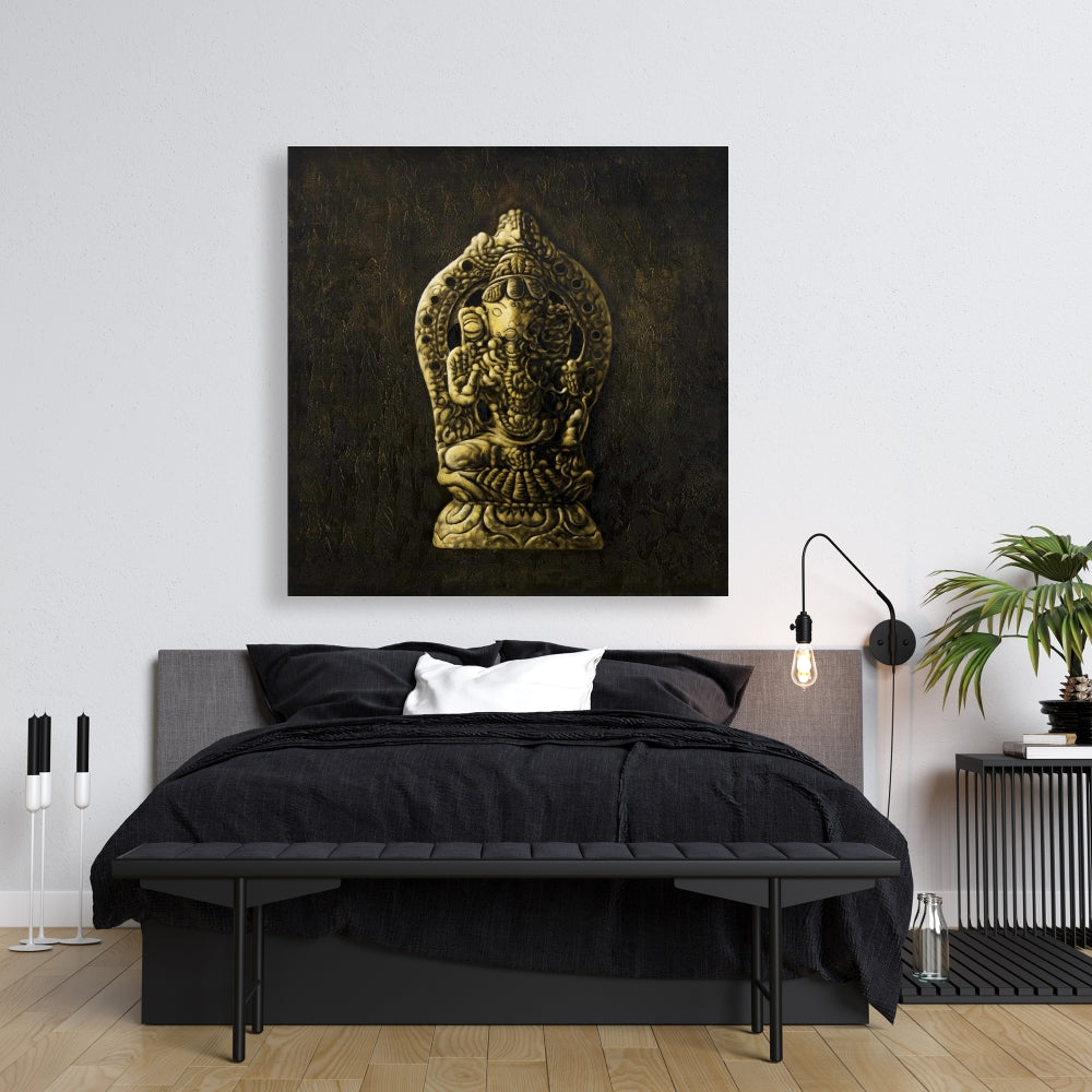 Black Elephant Ethnic Canvas | Lord Ganesha Home Decor Art