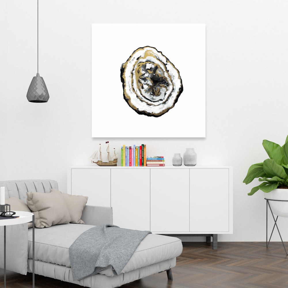 Golden Geode Black Minimalist Canvas | Home Decor Art