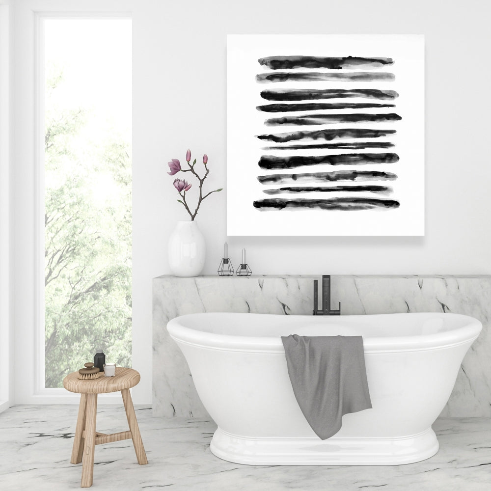 Hatching Abstract Shapes Bathroom Canvas - Modern Home Decor