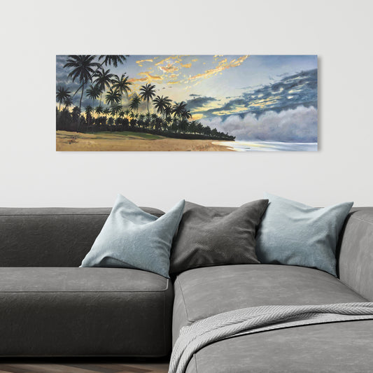 Moments d'été tropicaux | Décoration de salle de bain marine sur toile bleue