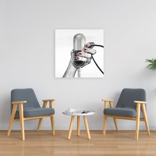 Toile grise rétro « Chante ta vie » - Décoration murale